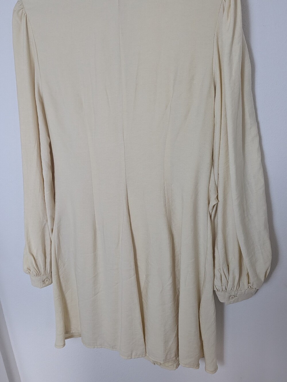 Lulus Sway of Life Cream Button-Up Tie-Front Shirt Dress sz S Long Sleeve EUC - Picture 11 of 16